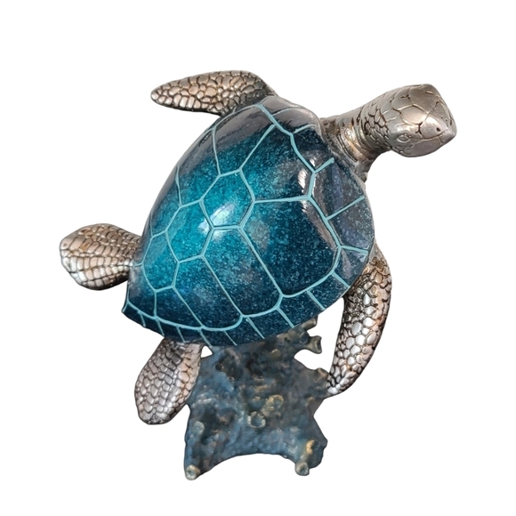 None Other - Hand painted resin turtle and coral sculpture